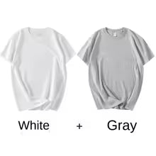 2PCS 100% Cotton Solid T Shirts Men's and Women's